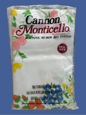 Vintage Cannon Monticello Floral Standard Pillowcases 60s 70s 80s New Old Stock